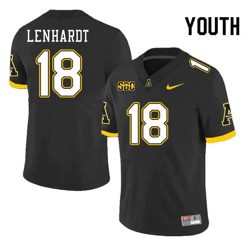 Youth #18 Trey Lenhardt Appalachian State Mountaineers College Football Jerseys Stitched-Black